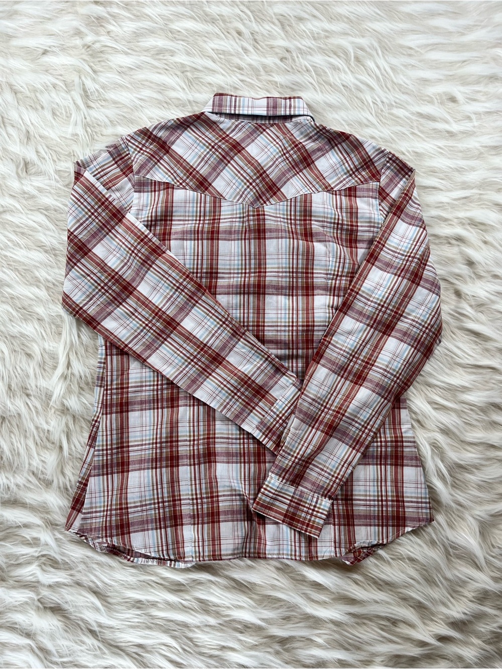 Roper Pearl Snap Shirt Women's M Red White Plaid - Picture 2 of 5